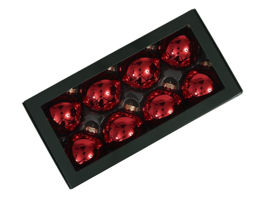 KROGLICE 8cm RDEČE SIJ x8