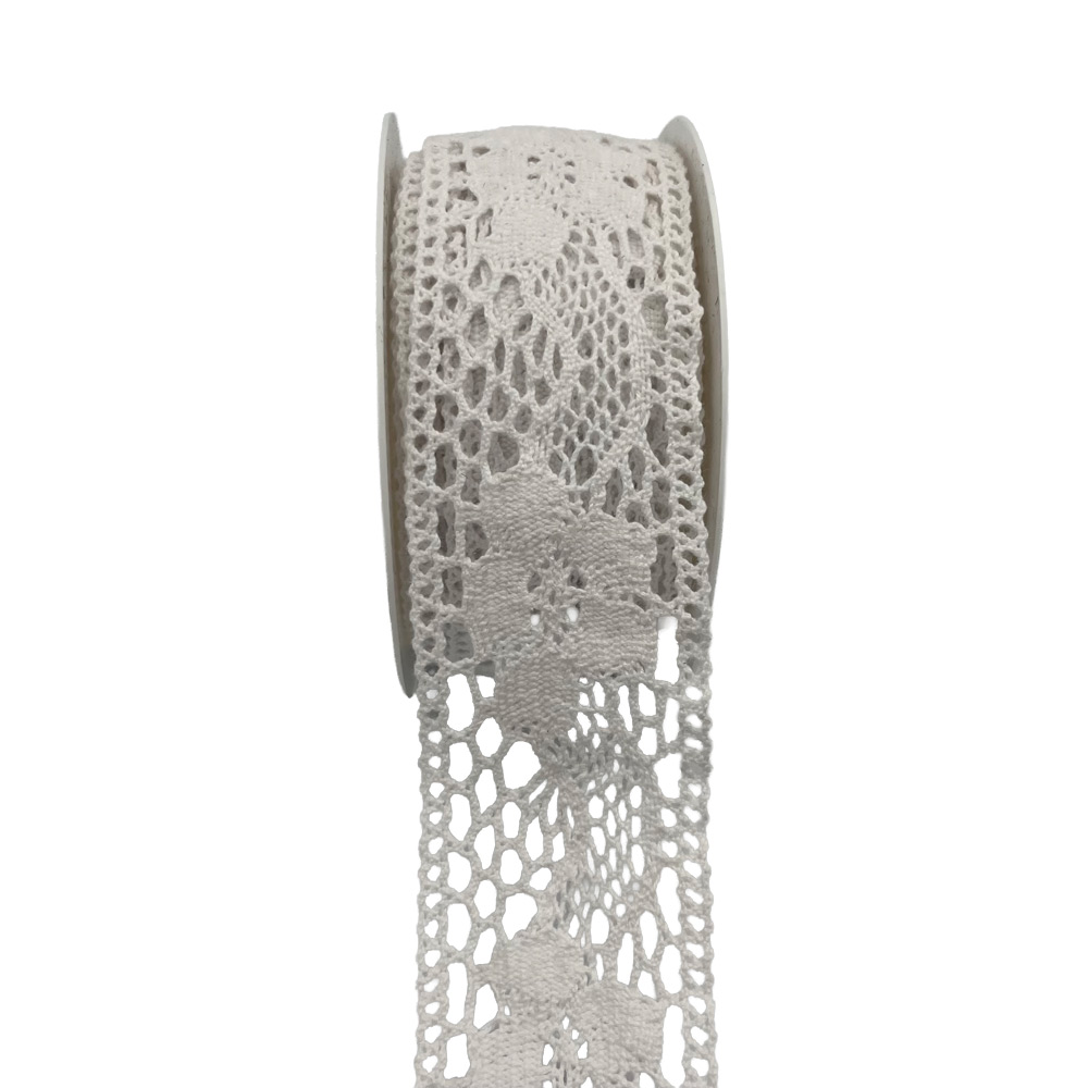 Bombažni čipkast trak 40mm 5m - bel