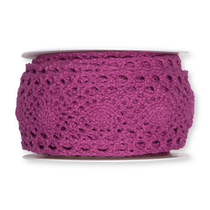 Bombažni čipkast trak 55mm 5m - ciklam