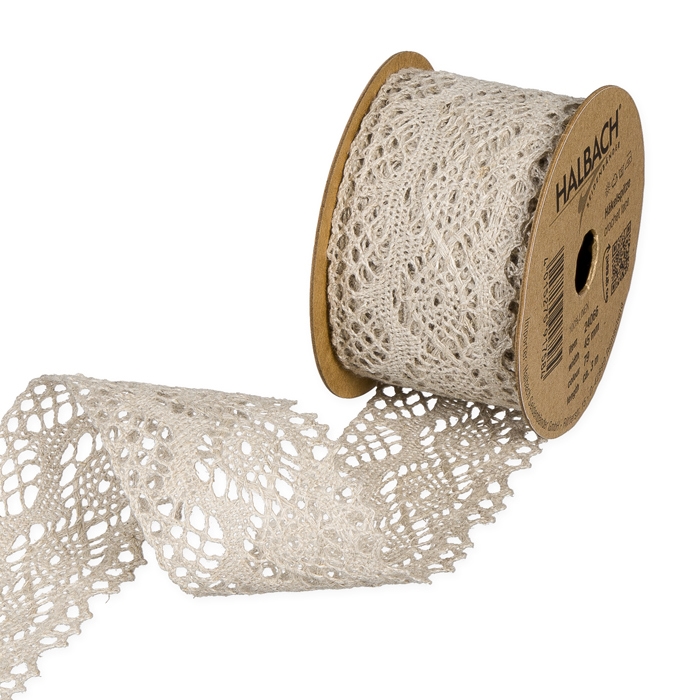 Bombažni čipkast trak 45mm 3m - siv