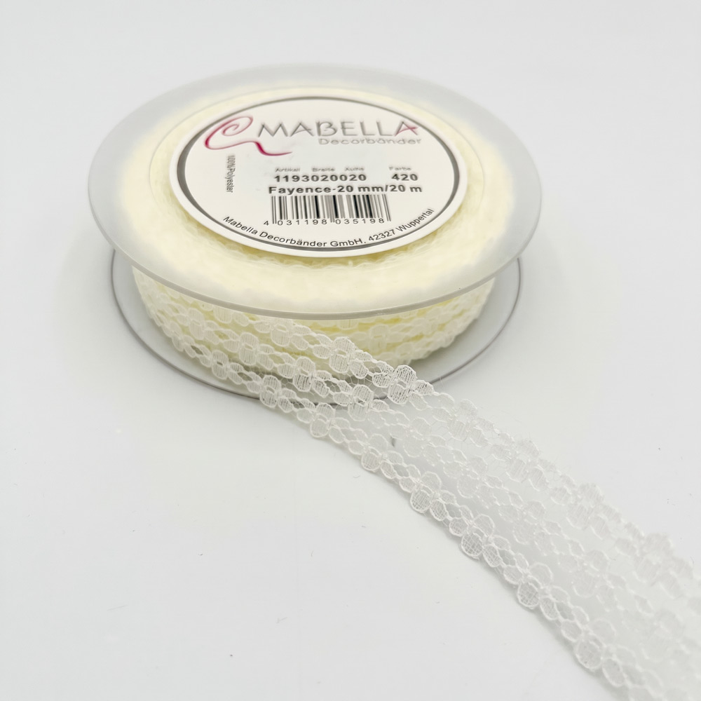 Trak iz čipke 20mm 20m - rožice rumen