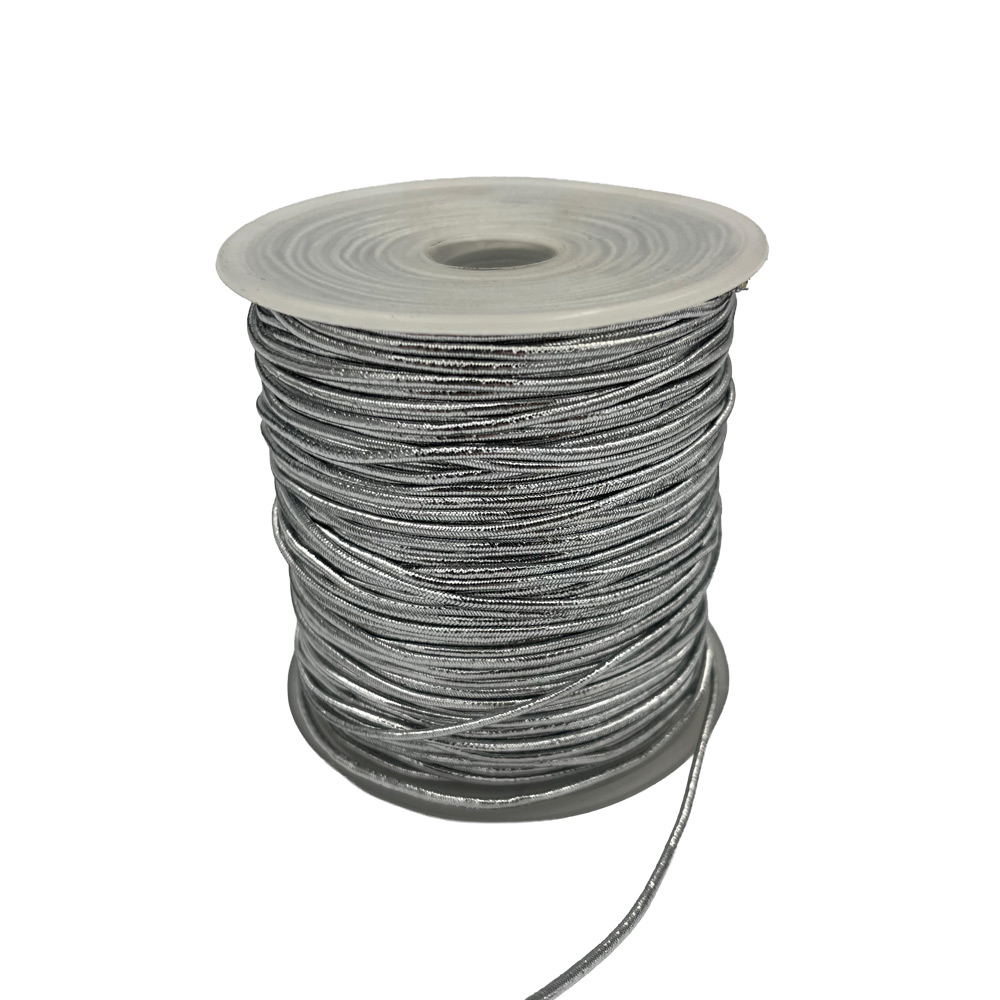 Dekorativna vrvica 2mm 100m elastična - srebrna