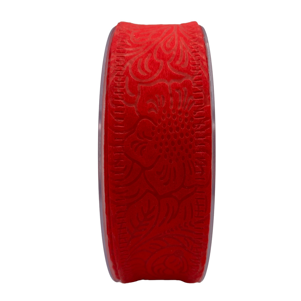 Dekorativni trak 40mm 25m barok - rdeč