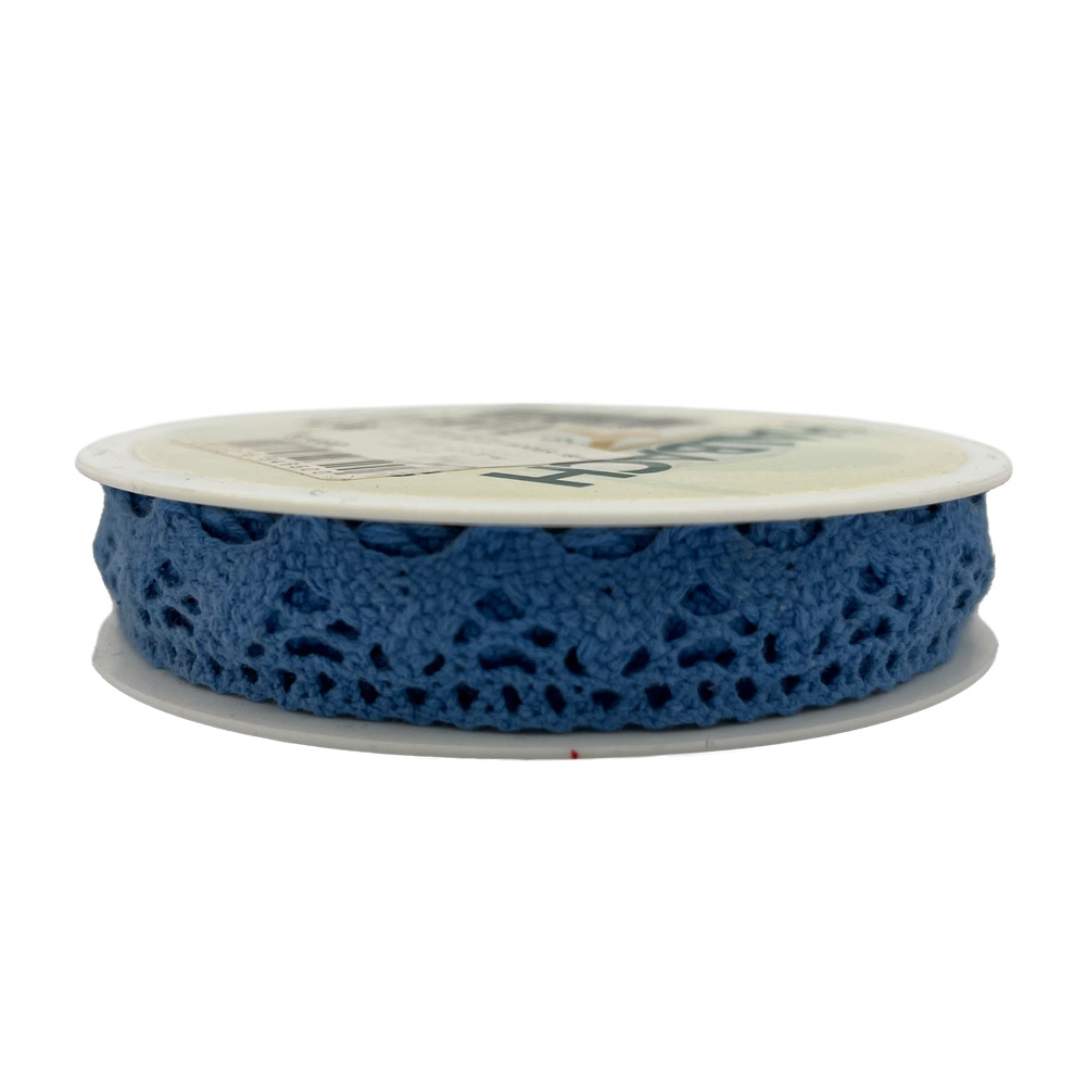 Bombažni čipkast trak 18mm 5m - moder