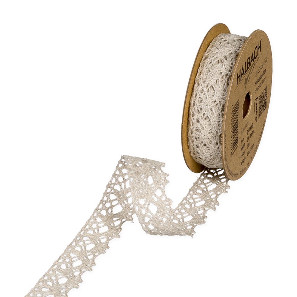 Bombažni čipkast trak 20mm 5m - siv