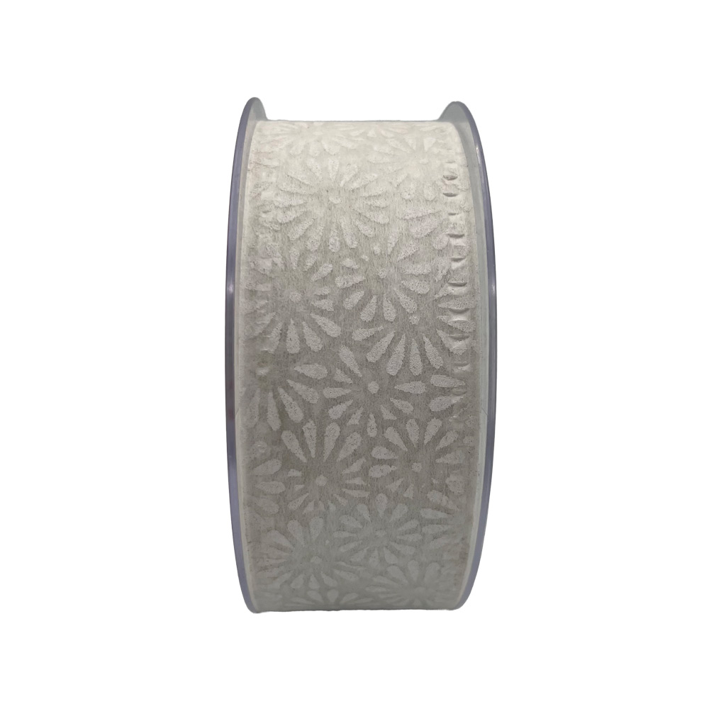 Trak cvetlični vzorec 40mm 20m - bel