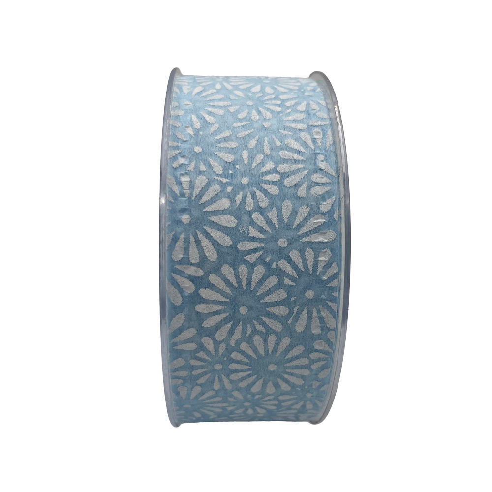 Trak cvetlični vzorec 40mm 20m - svetlo moder