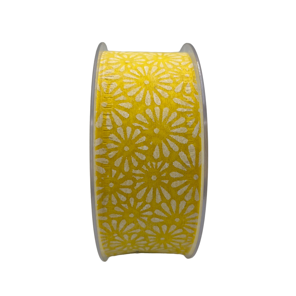 Trak cvetlični vzorec 40mm 20m - rumen