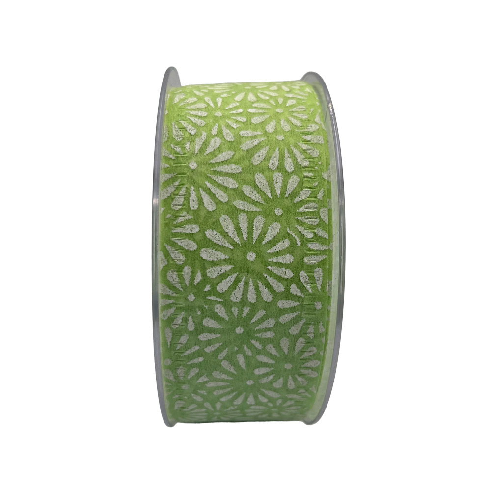 Trak cvetlični vzorec 40mm 20m - zelen