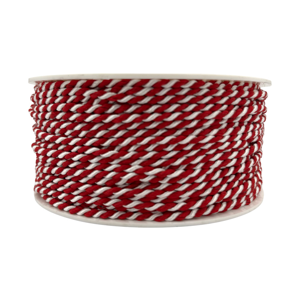 Dekorativna sukana vrvica rdeče-bela 2mm 50m