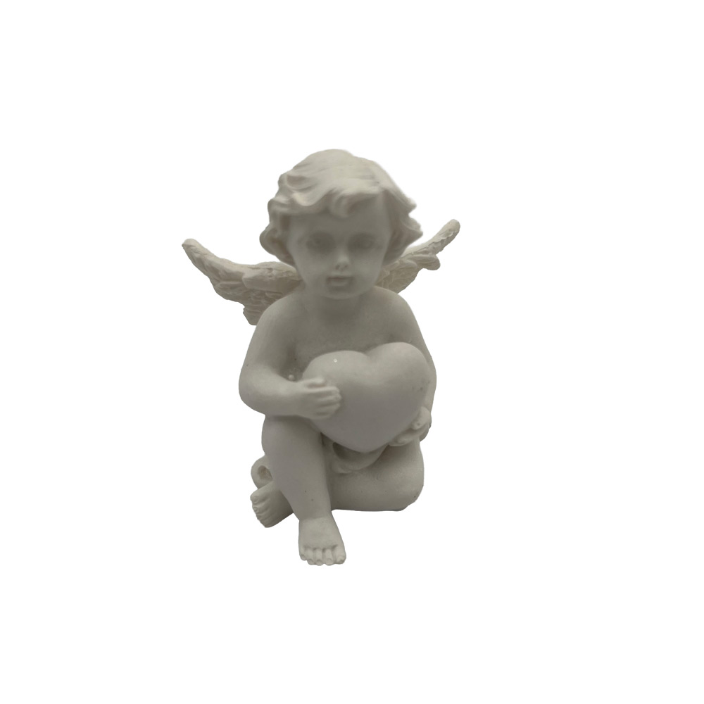 Sedeč angelček s srcem - 55 x 45 mm
