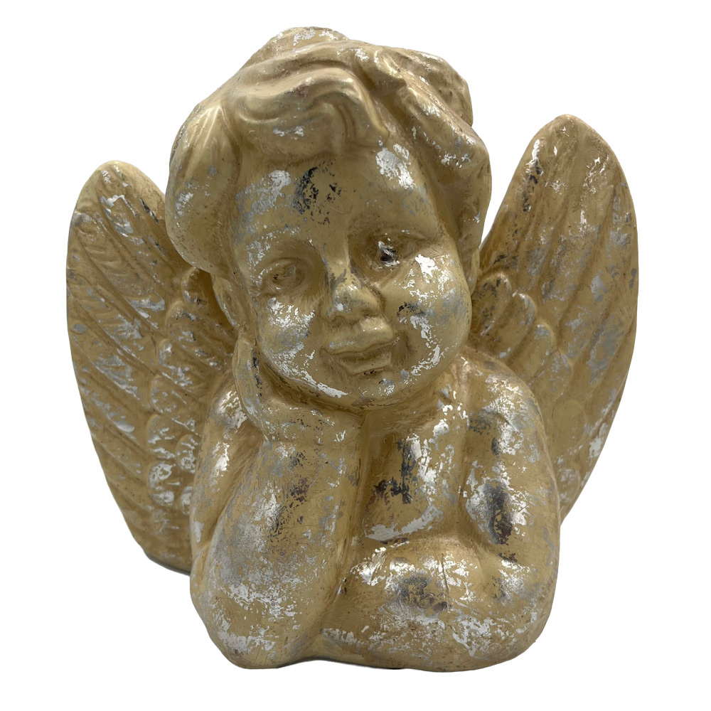 Angelček naslonjen krem srebrn 25 x 13 x 23 cm