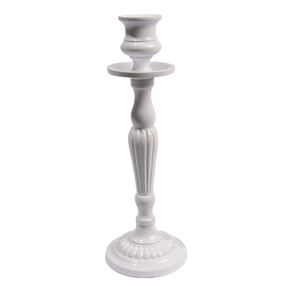 Svečnik bel aluminij - 23cm