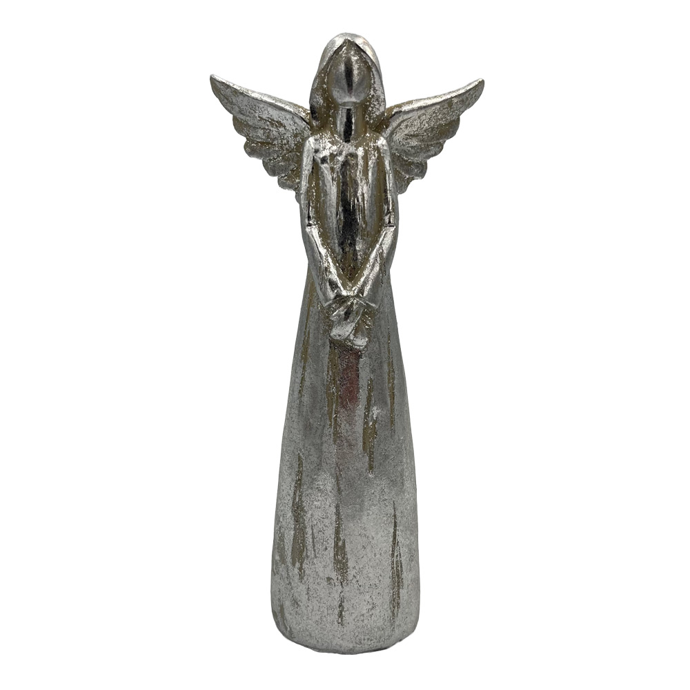 Dekorativni angel srebrne barve 24 cm
