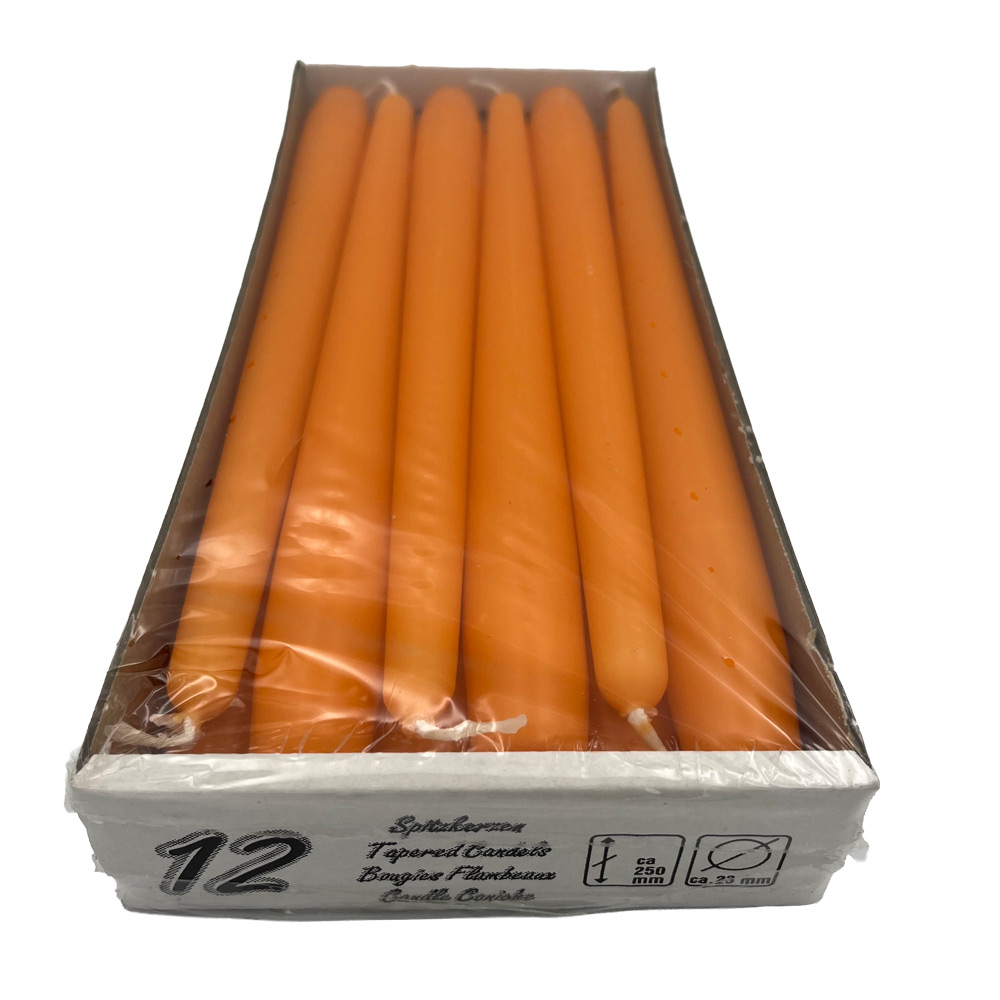 Sveče konus 250/23 12kos – oranžna