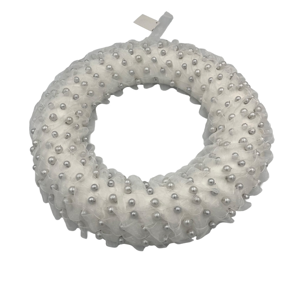 Venček s perlami bel 32 cm