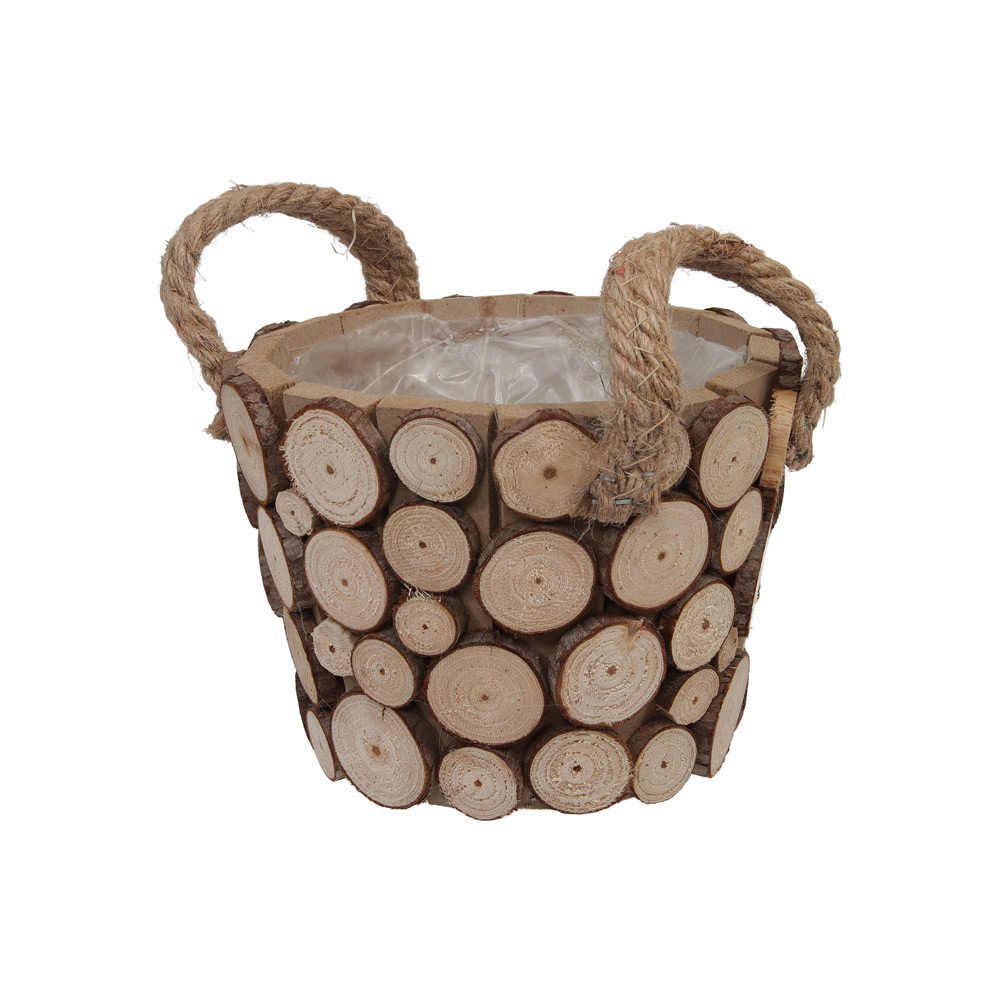 Lesena košara z vrvjo 15x11 cm