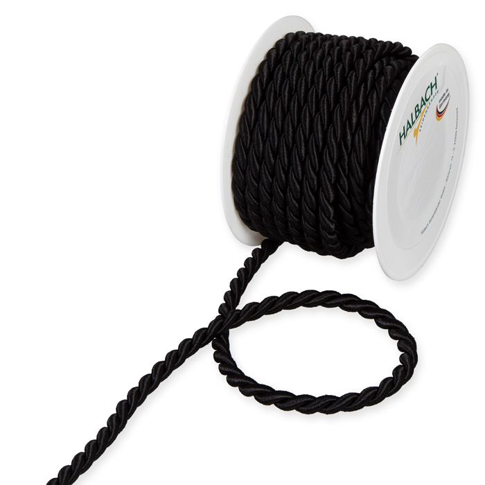 Črna dekorativna vrvica 8 mm - 10 m