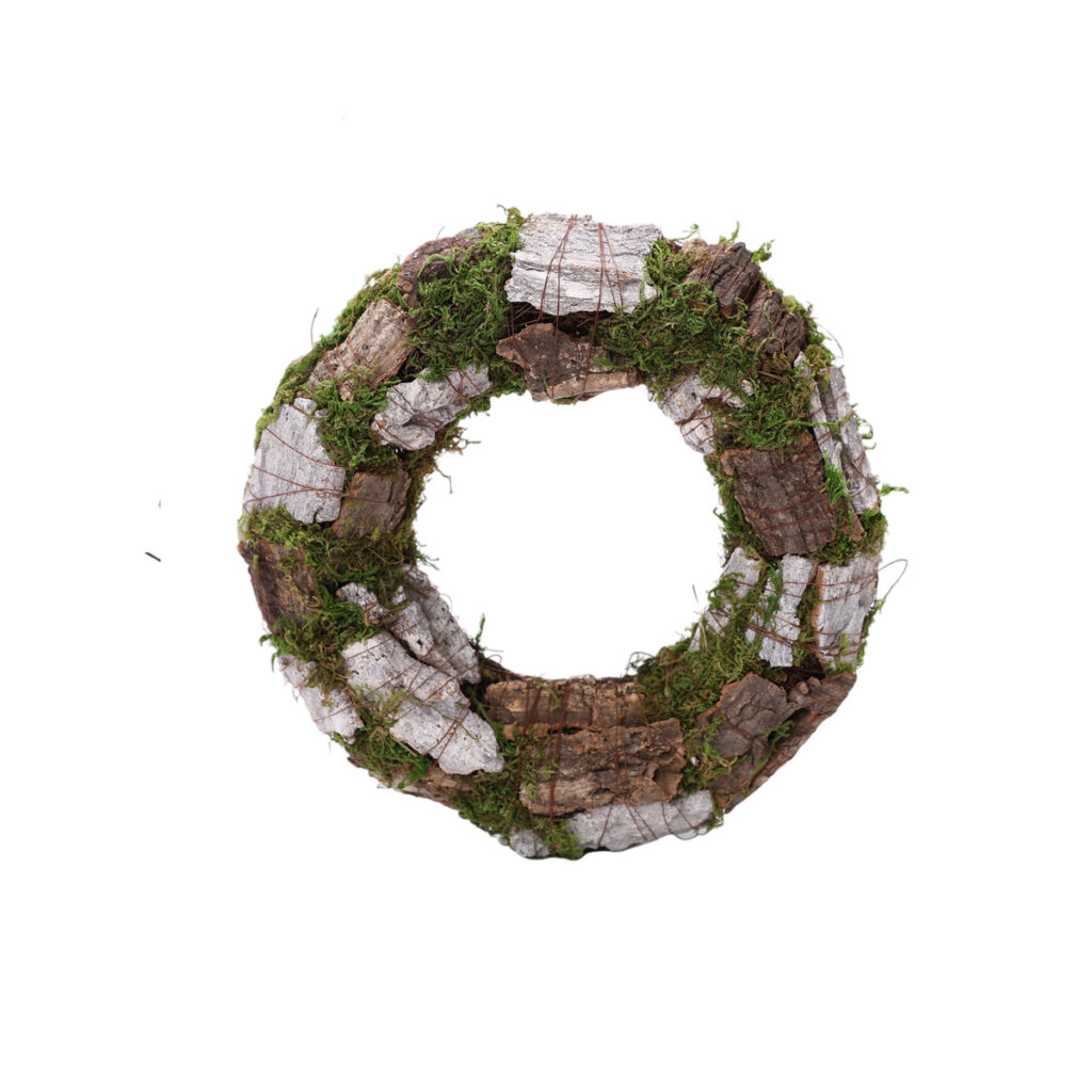 Dekorativni venec Hazel z lubjem in mahom, 25 cm